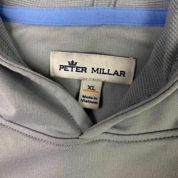 Peter Millar Performance Hoodie Men's XL Gray golf Athletic Athleisure Stretch - Picture 6 of 9